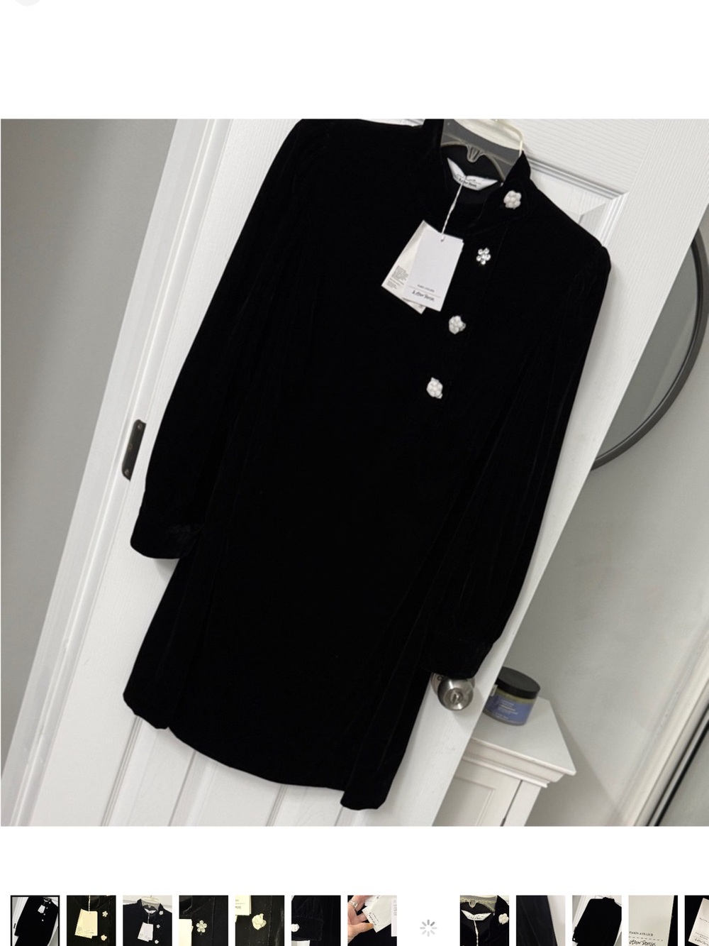 & Other Stories Black Velvet Tunic with rhinestone Style Buttons